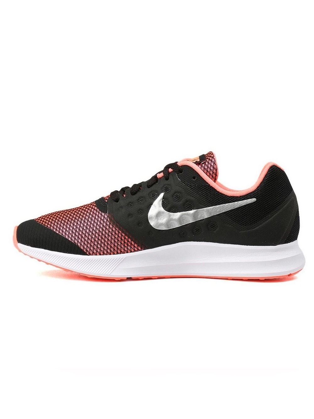 NEW NIKE girl's downshifter 7 running shoe in black/metallic silver Size 3.5